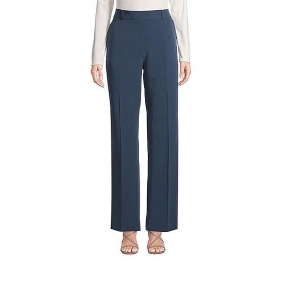 Worthington Petites Pants - Worthington Petites Womens 10P Navy High Waist Trouser Wide Leg Pockets Career
